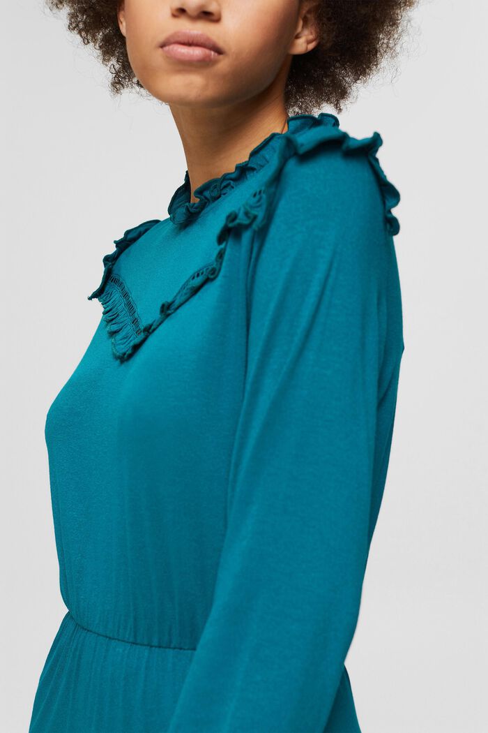 Žerzejové šaty s rýšky, LENZING™ ECOVERO™, EMERALD GREEN, detail image number 3