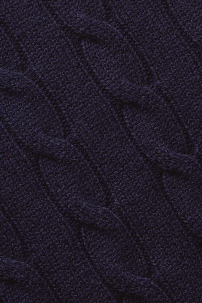 Pulovr z copánkové pleteniny, špičatý výstřih, NAVY, detail image number 4