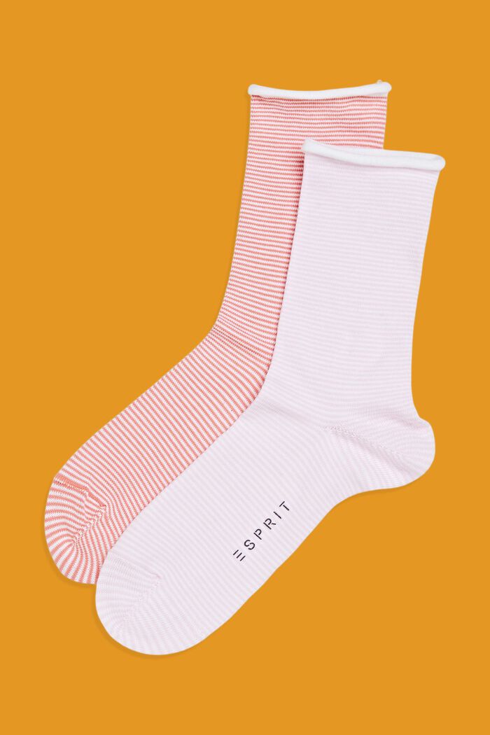 Pruhované ponožky se srolovaným lemem, bio bavlna, ROSE/PINK, detail image number 0