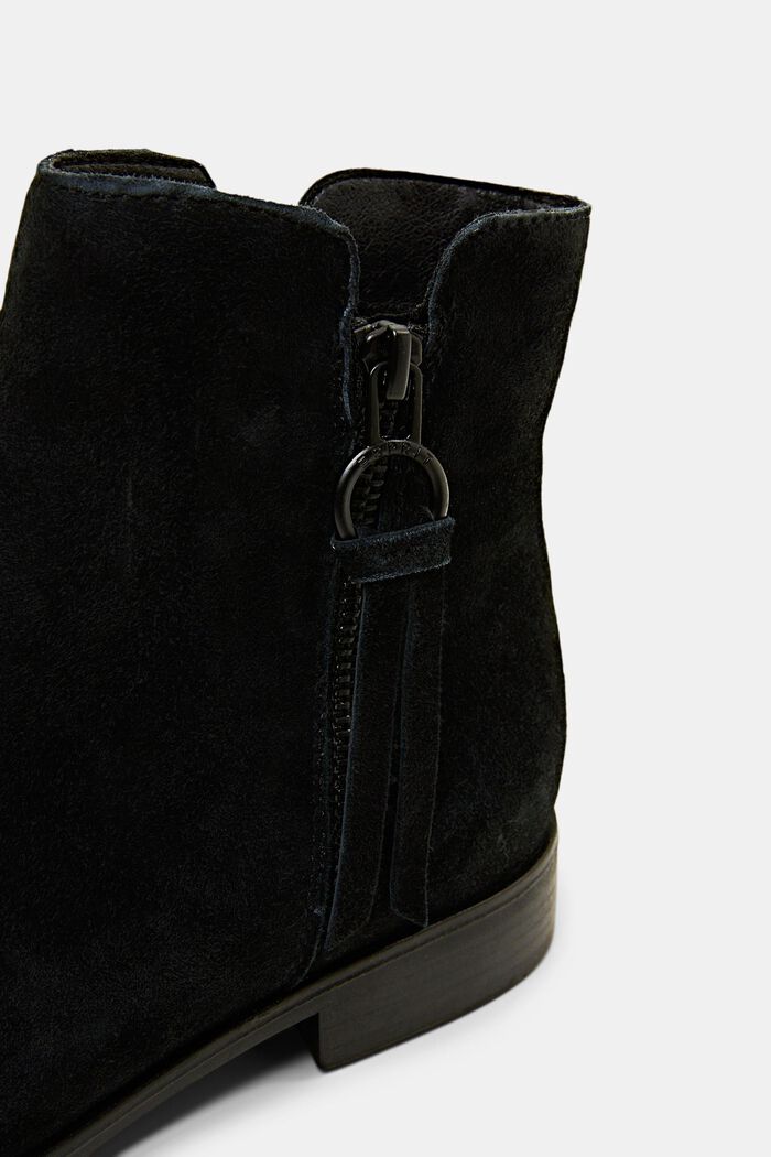 Semišové kotníčkové boty na zip, BLACK, detail image number 3