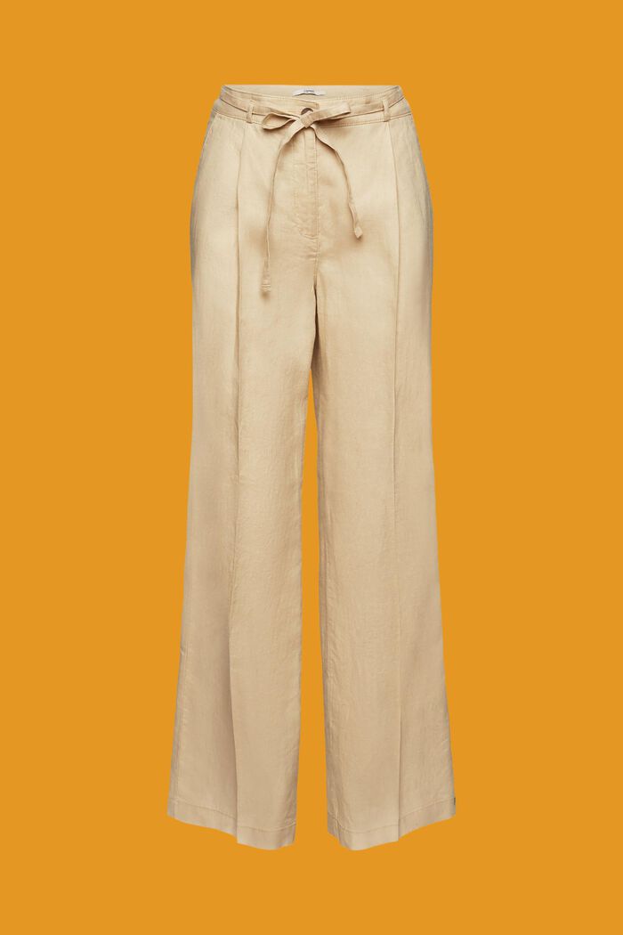 Lněné kalhoty se širokými nohavicemi, SAND, detail image number 7