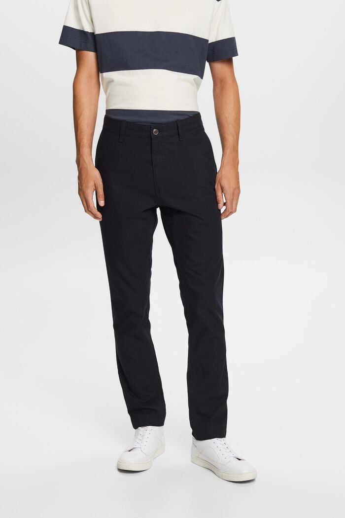 Chino kalhoty z počesané tkaniny a slim střihem, NAVY, detail image number 0