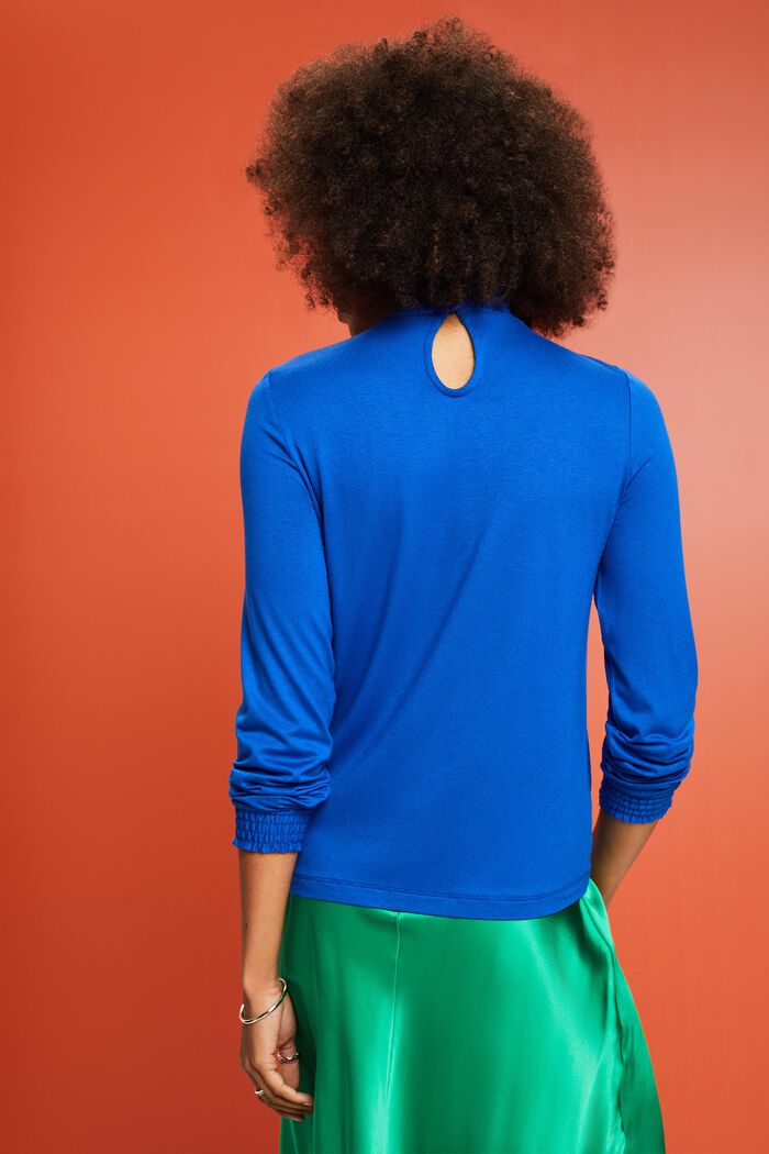 Tričko s dlouhým rukávem a nařasením, LENZING™ ECOVERO™, BRIGHT BLUE, detail image number 1
