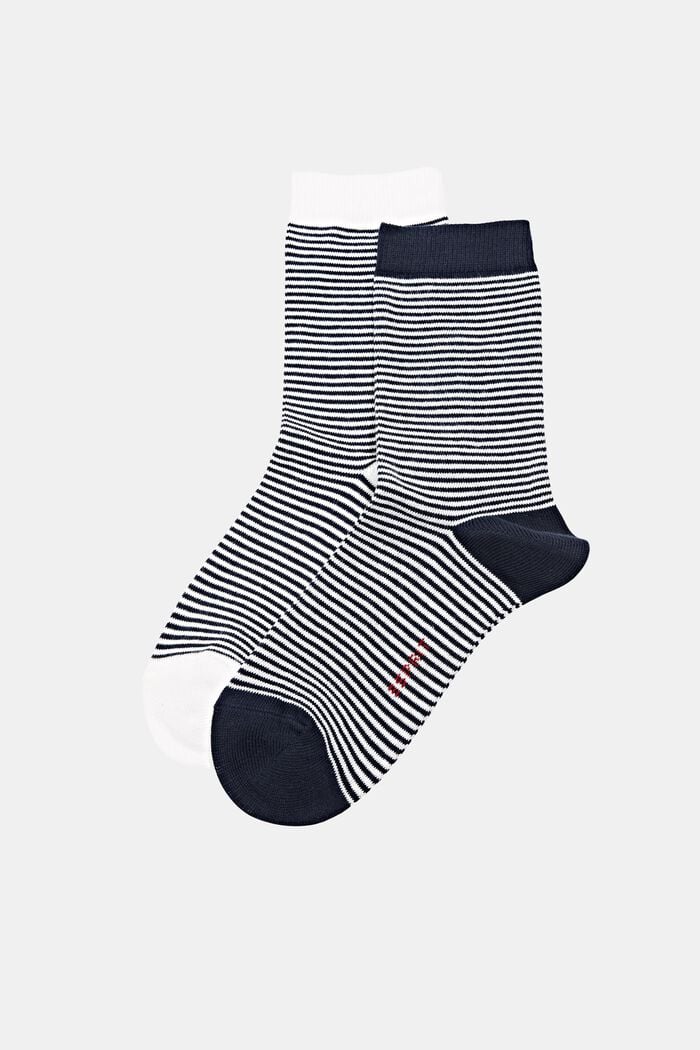 Pruhované ponožky z bio bavlny, balení 2 ks, WHITE/NAVY, detail image number 0
