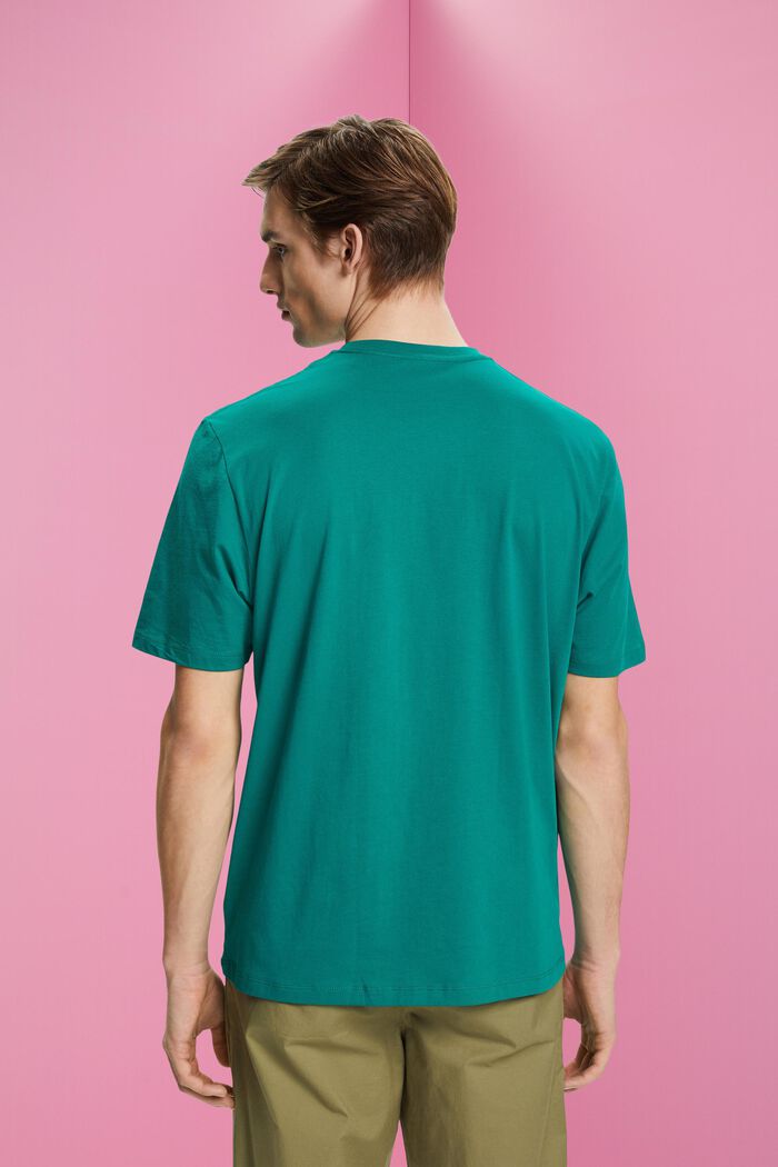 Tričko s volnějším střihem Relaxed Fit a natištěným logem, EMERALD GREEN, detail image number 3