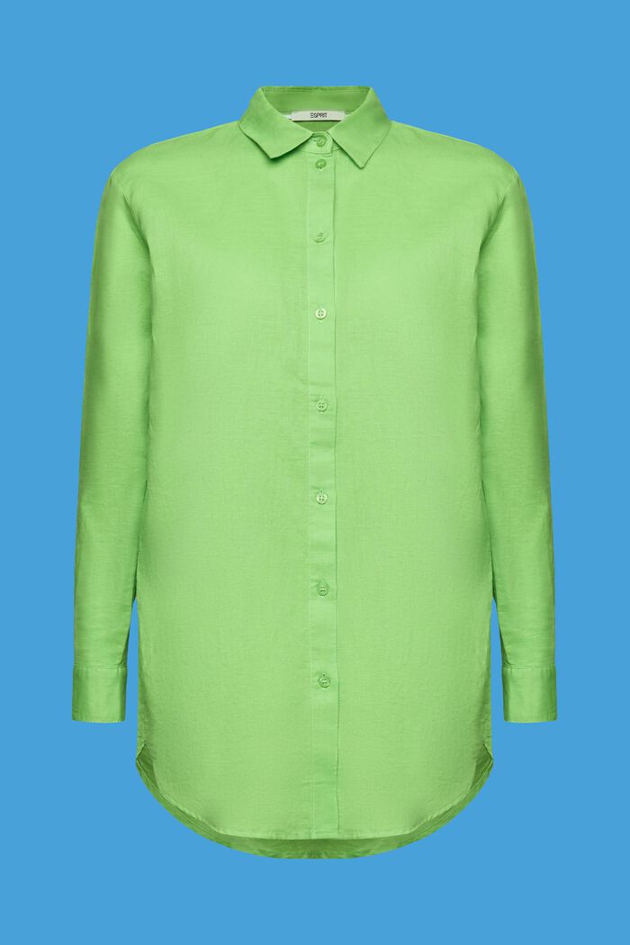 Tričko ze směsi lnu s bavlnou, GREEN, detail image number 6