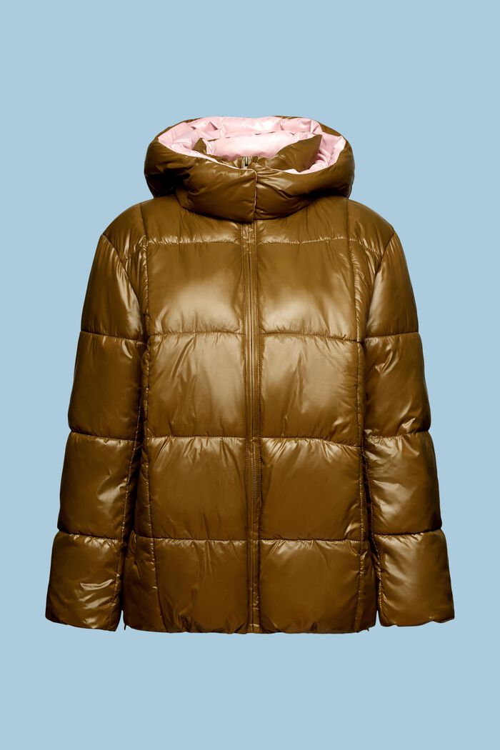 Péřová bunda s kapucí, DARK KHAKI, detail image number 5