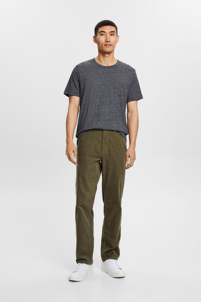 Manšestrové kalhoty s rovným straight střihem, KHAKI GREEN, detail image number 0