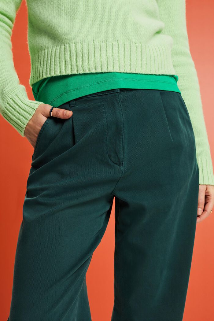 Kalhoty chino širokého střihu s vysokým pasem, EMERALD GREEN, detail image number 4