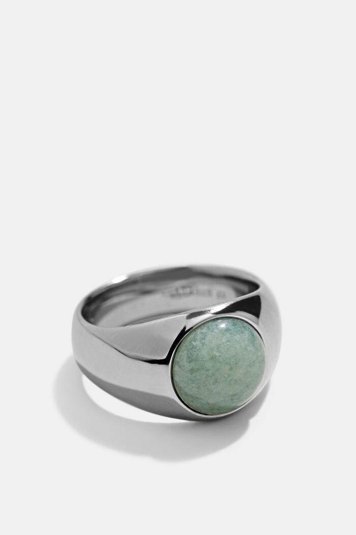 Prsten s ozdobným kamenem, z nerezové oceli, SILVER, detail image number 0