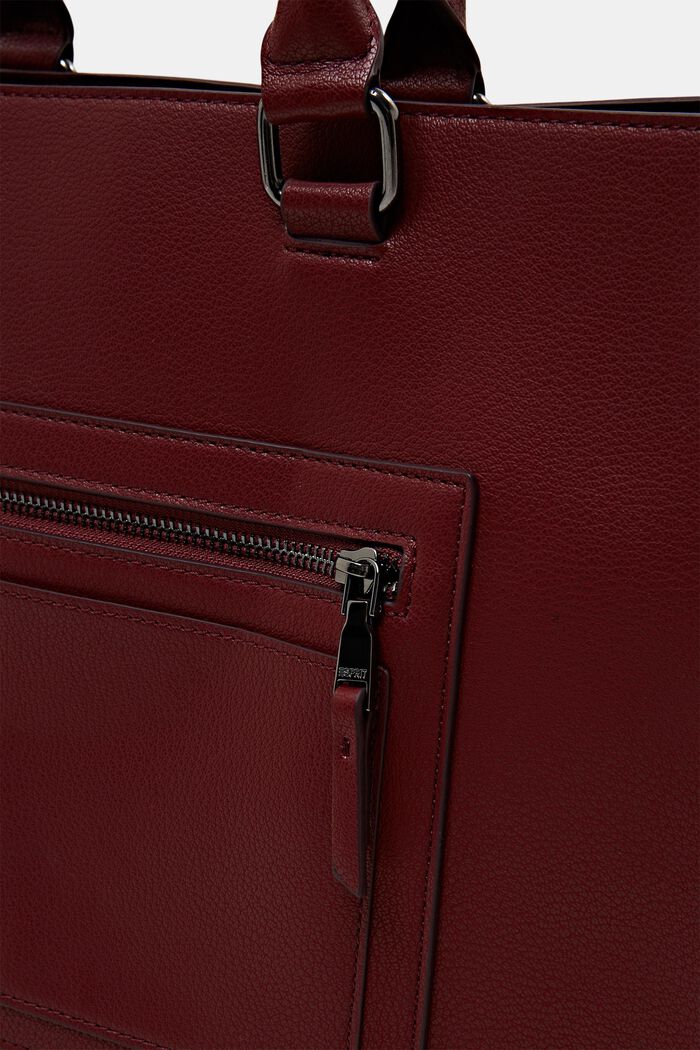 Kabelka tote bag z imitace kůže, GARNET RED, detail image number 1