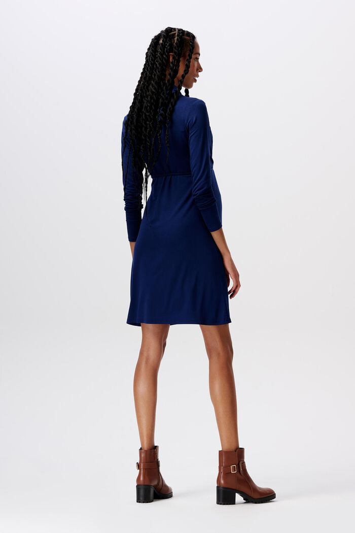 TĚHOTENSKÉ šaty s dlouhý rukávem, špičatý výstřih, DARK BLUE, detail image number 2