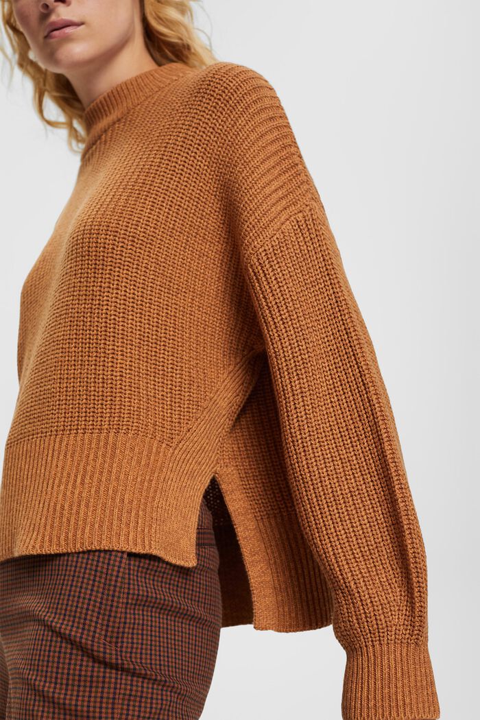 Pletený žebrový svetr, LIGHT TAUPE, detail image number 0