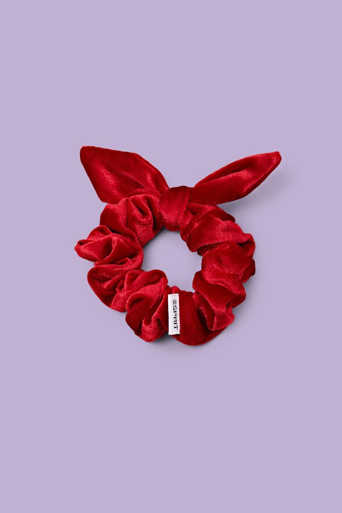 Sametová gumička s mašlí, DARK RED, detail image number 0
