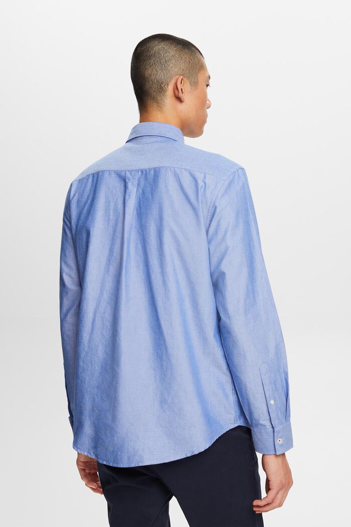 Bavlněná popelínová košile s propínacím límcem, BRIGHT BLUE, detail image number 3