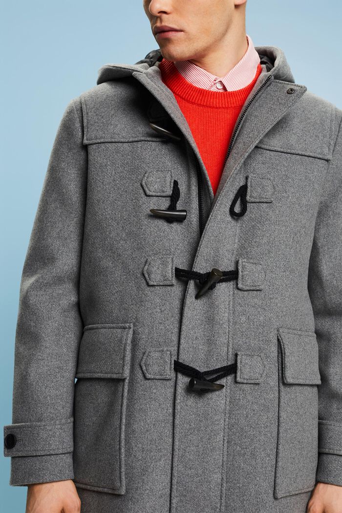 Kabát dufflecoat z vlněné směsi, MEDIUM GREY, detail image number 2