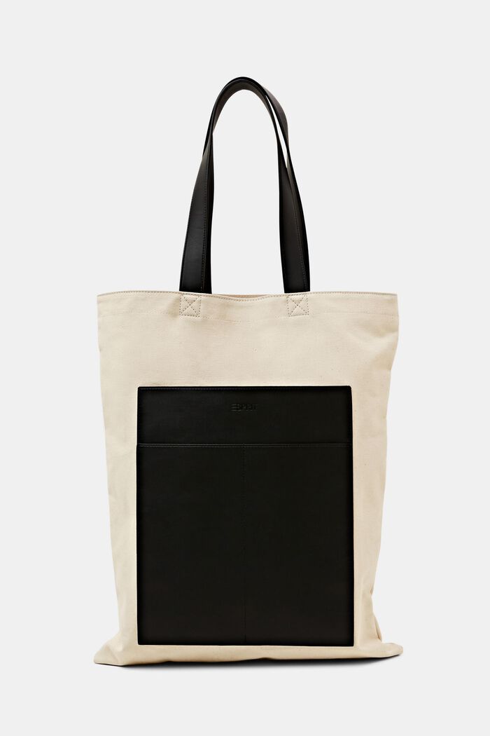 Veganská kožená taška z bavlny a plátna, BLACK, detail image number 0