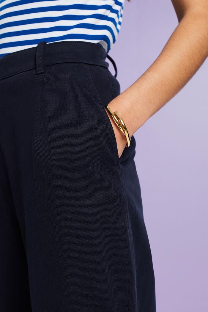 Kalhoty chino širokého střihu s vysokým pasem, NAVY, detail image number 2