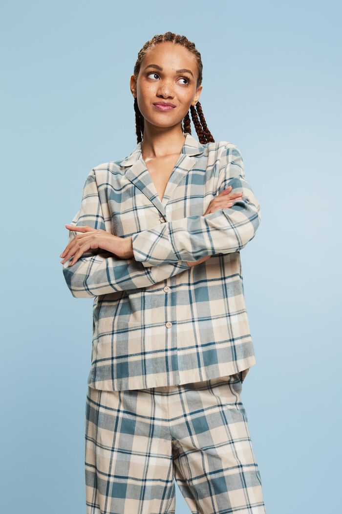 Pyžamová souprava z károvaného flanelu, NEW TEAL BLUE, detail image number 0