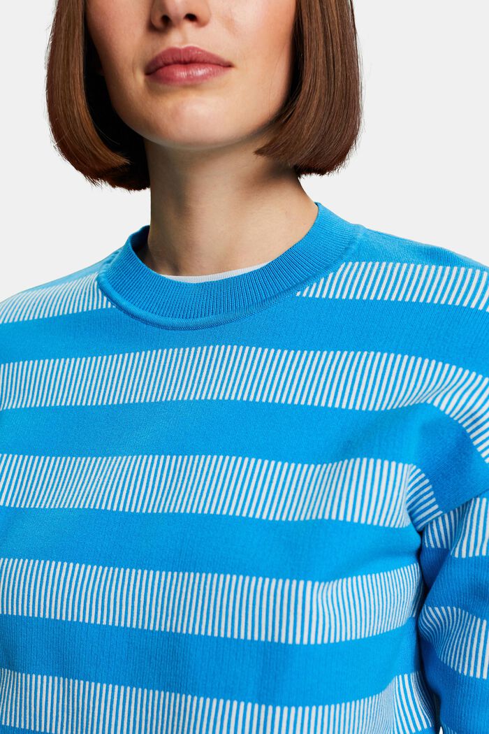 Pruhovaný žakárový pulovr s kulatým výstřihem, BLUE, detail image number 3