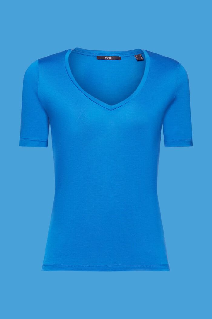 Tričko se špičatým výstřihem, TENCEL™, BRIGHT BLUE, detail image number 7