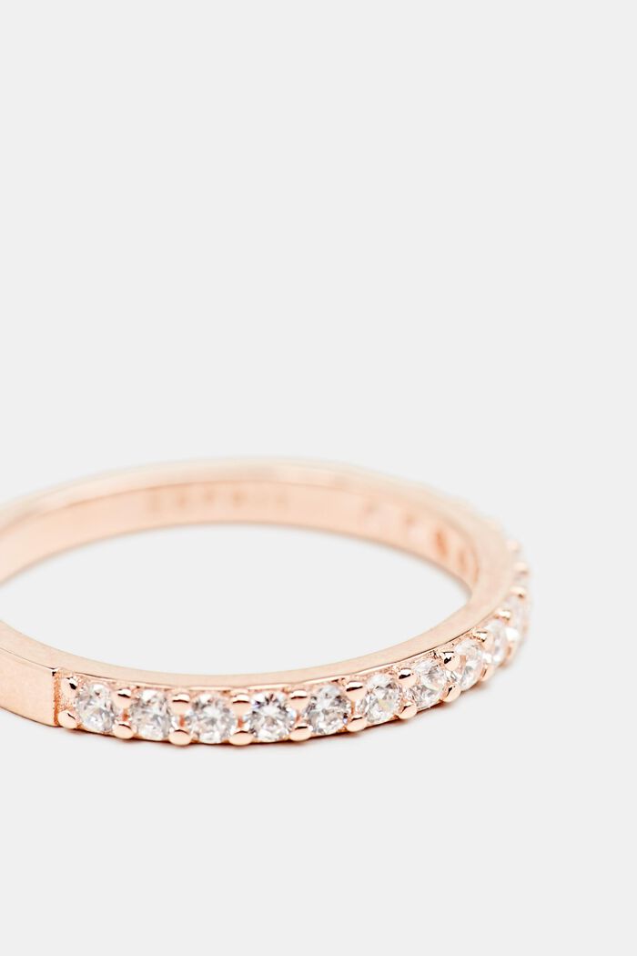 Stříbrný prsten se zirkony, barva růžového zlata, ROSEGOLD, detail image number 1