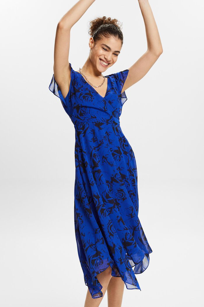 Šifonové maxi šaty se špičatým výstřihem, potisk, BRIGHT BLUE, detail image number 5