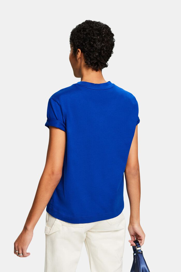 Tričko s kulatým výstřihem, z bavlny pima, BRIGHT BLUE, detail image number 2