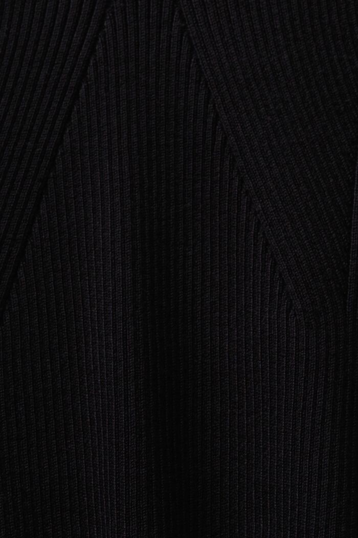 Pulovr z žebrové pleteniny se špičatým výstřihem, BLACK, detail image number 6