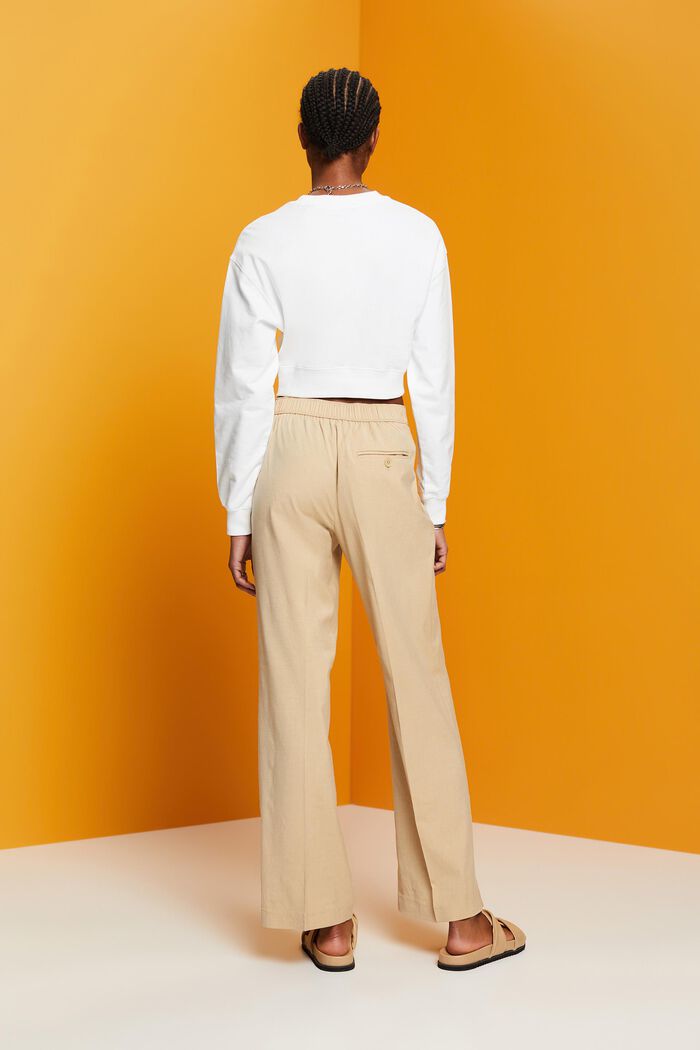 Kalhoty s rozparky na spodním lemu nohavic, na zip, SAND, detail image number 3