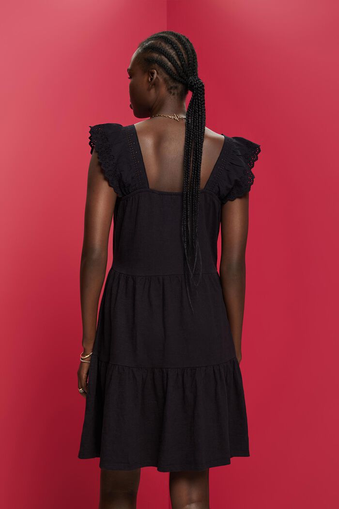 Žerzejové šaty s vyšívanými krajkovými rukávy, BLACK, detail image number 3