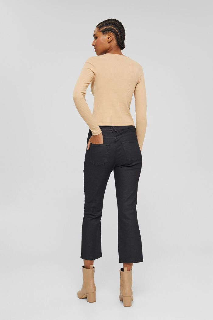 Džíny s rozšířenými nohavicemi, s povrchovou úpravou, směs s bio bavlnou, BLUE BLACK, detail image number 3
