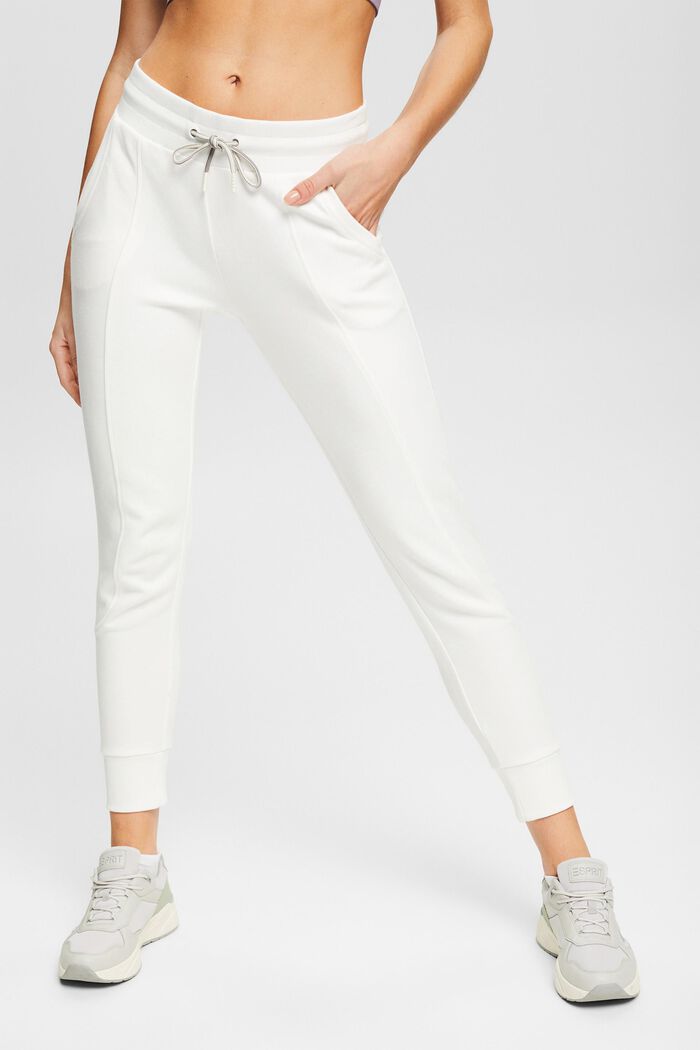Teplákové kalhoty ze směsi s bavlnou, OFF WHITE, detail image number 0