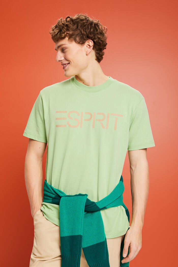 Unisex tričko s logem, z bavlněného žerzeje, LIGHT GREEN, detail image number 0