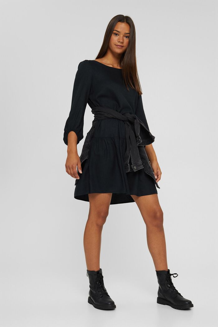 Volánové šaty z materiálu LENZING™ ECOVERO™, BLACK, detail image number 1