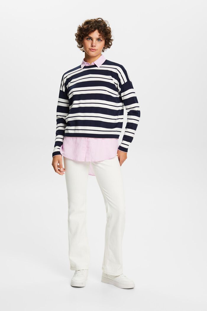 Oversize pulovr, 100 % bavlna, NAVY, detail image number 4
