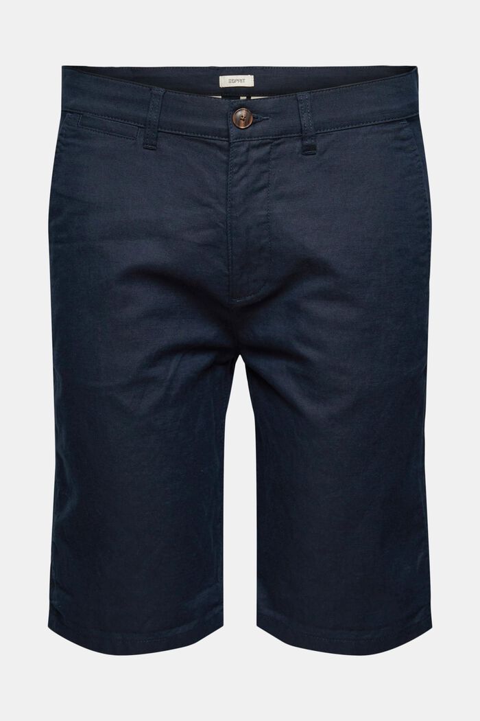 Krátké kalhoty ze směsi se lnem, NAVY, detail image number 2