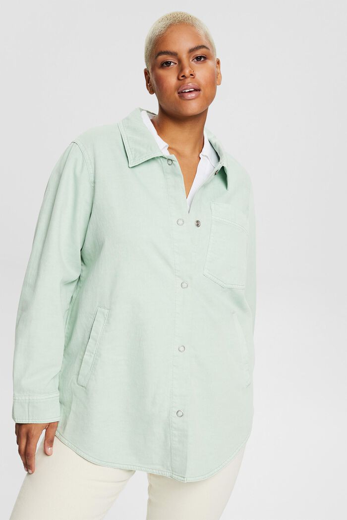 CURVY s materiálem TENCEL™: košilová bunda, DUSTY GREEN, detail image number 0