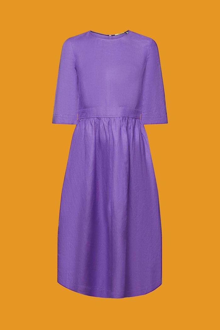 Midi šaty z tkaniny ze směsi lnu a viskózy, PURPLE, detail image number 6