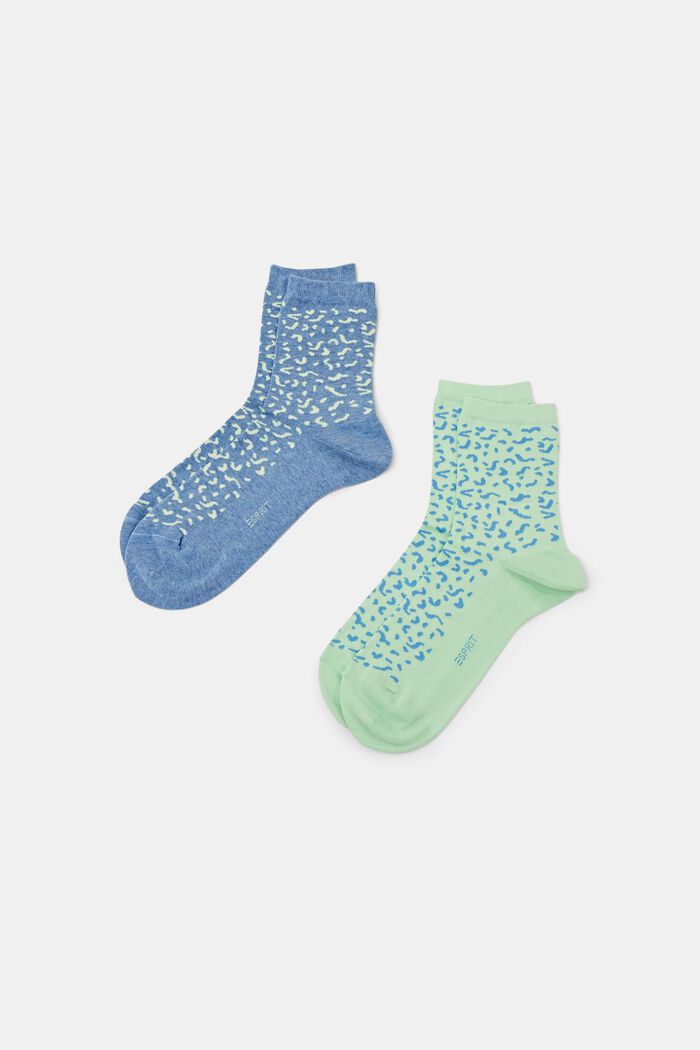 Bavlněné ponožky s potiskem, 2 páry v balení, JEANS/MINT, detail image number 0