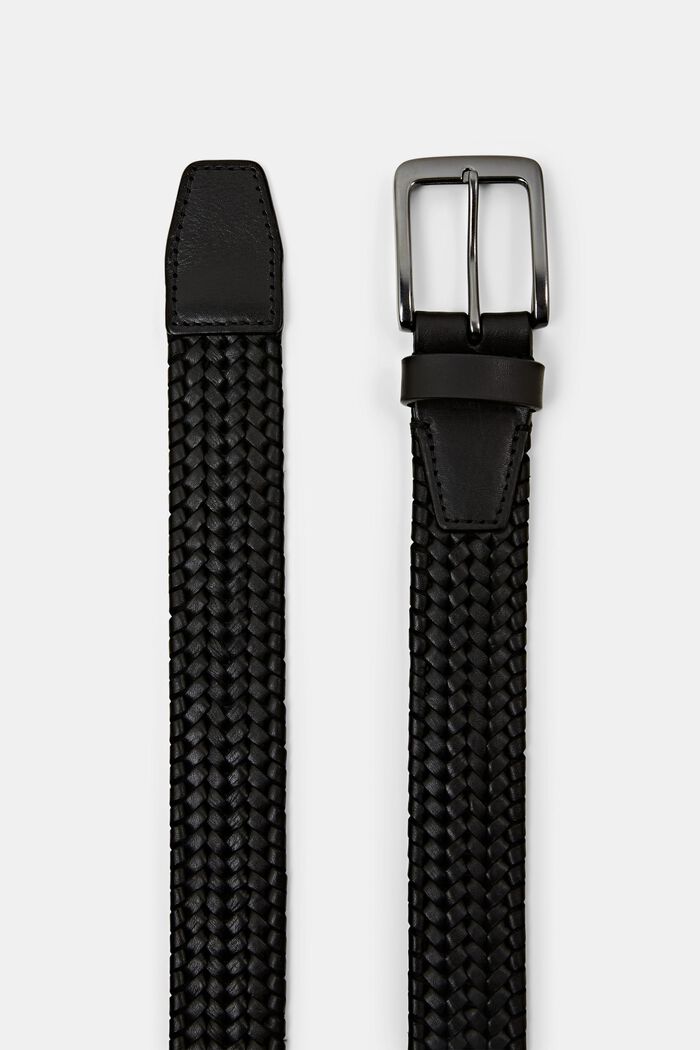 Splétaný kožený pásek, BLACK, detail image number 1