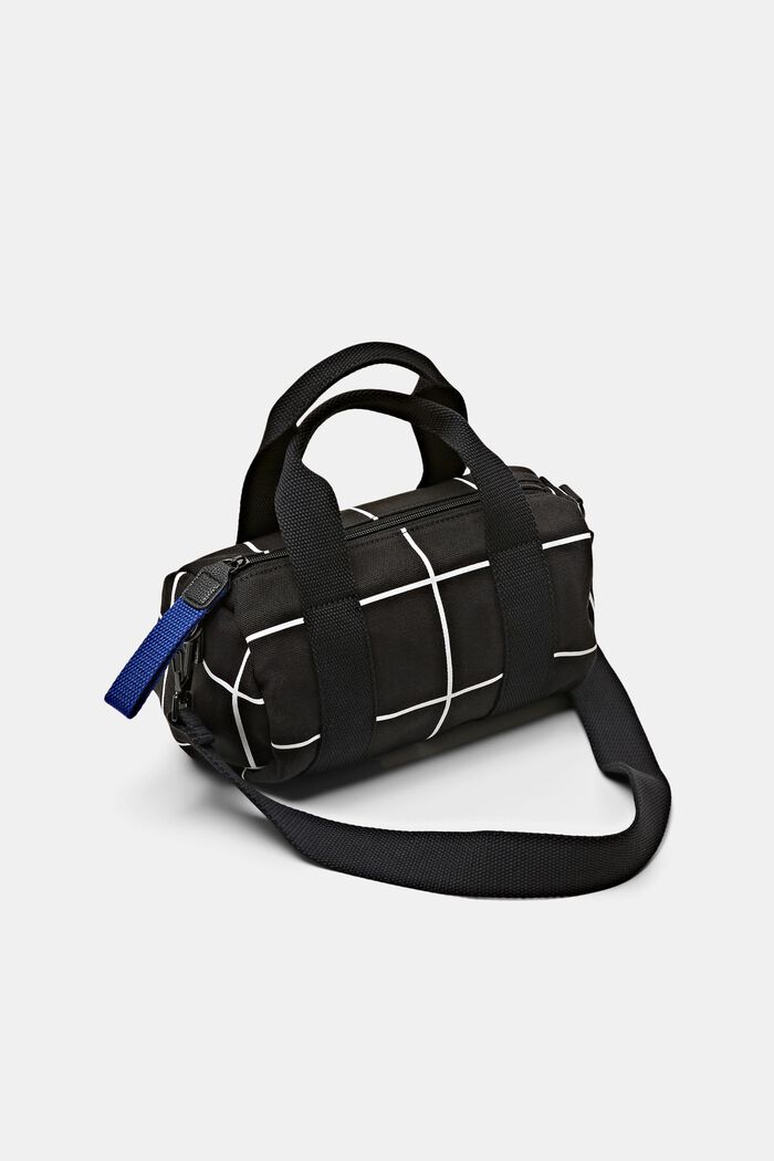 Oválná taška s mřížkovaným potiskem a logem, BLACK, detail image number 3