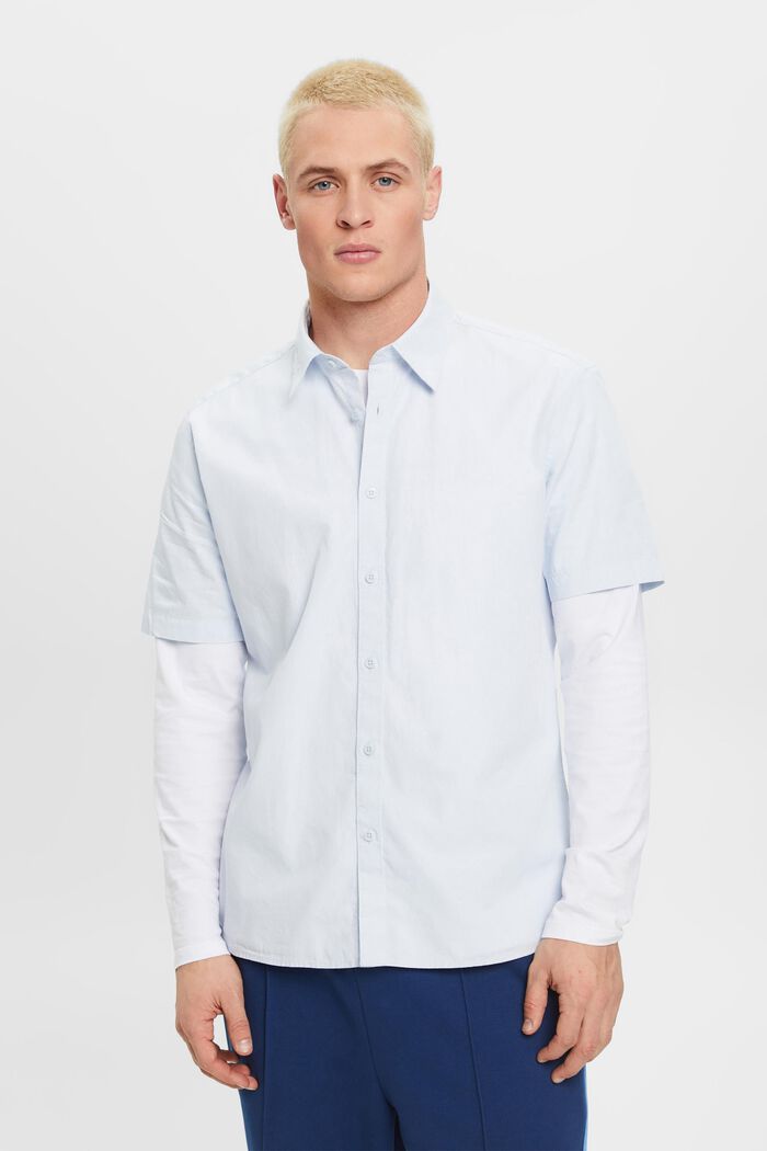 Bavlněná košile z udržitelné bavlny, s krátkým rukávem, LIGHT BLUE, detail image number 0