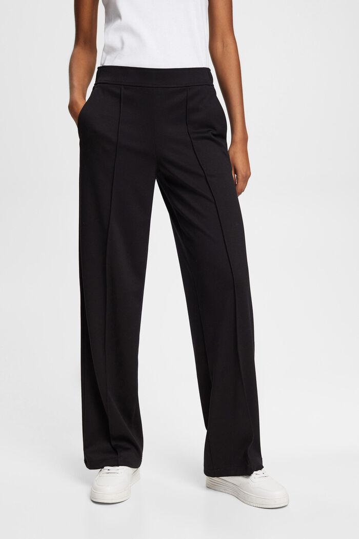 Tkané kalhoty se širokými nohavicemi, BLACK, detail image number 0
