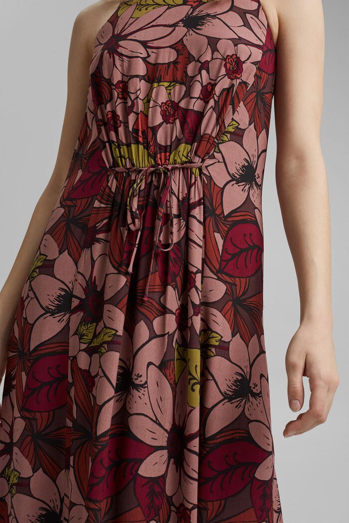 Květinové maxi šaty s materiálem LENZING™ ECOVERO™, TERRACOTTA, detail image number 3