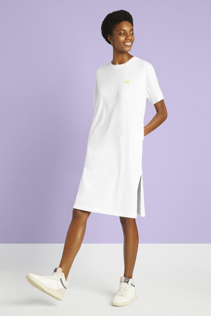 Bavlněné žerzejové šaty s výšivkou, WHITE, detail image number 0