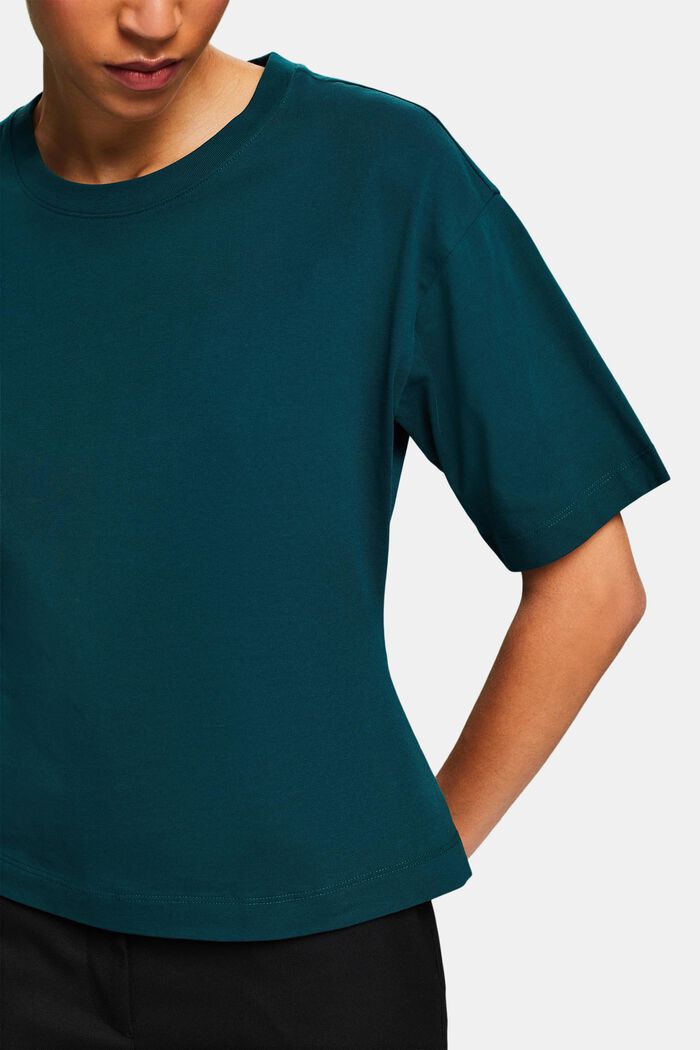 Tričko s kulatým výstřihem a zvýrazněným pasem, DARK TEAL GREEN, detail image number 2