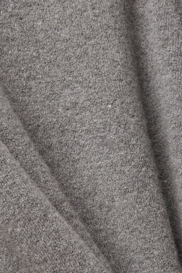 Pletený pulovr, směs s vlnou, krátký rolákový límec, GUNMETAL, detail image number 5