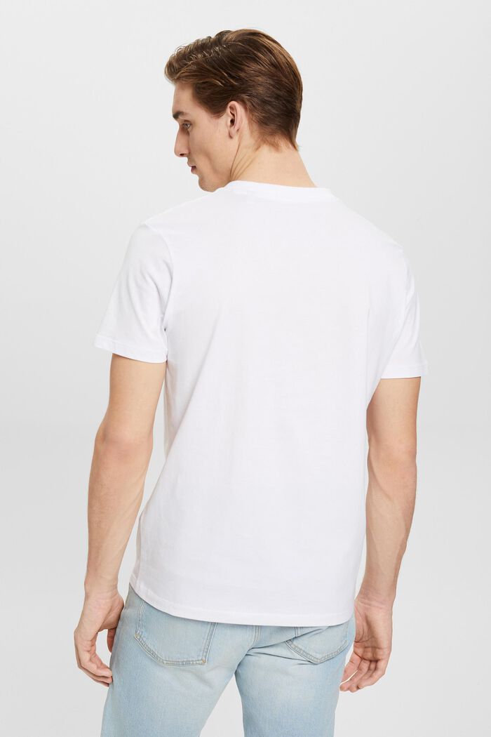 Bavlněné tričko Slim Fit se špičatým výstřihem, WHITE, detail image number 3