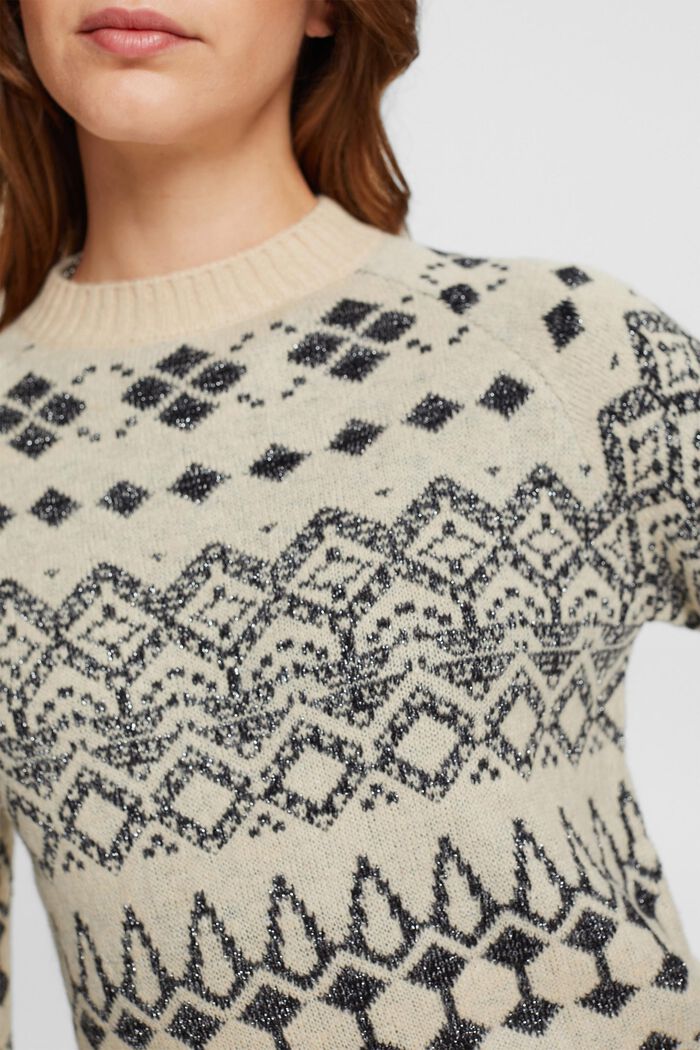 Žakárový pulovr se třpytivým efektem, BEIGE, detail image number 2